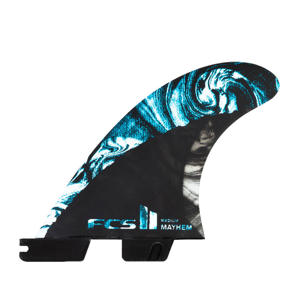 FCS II Mayhem (Matt Biolos) Tri Signature Thruster Fin Set (FCS II) — full deck view